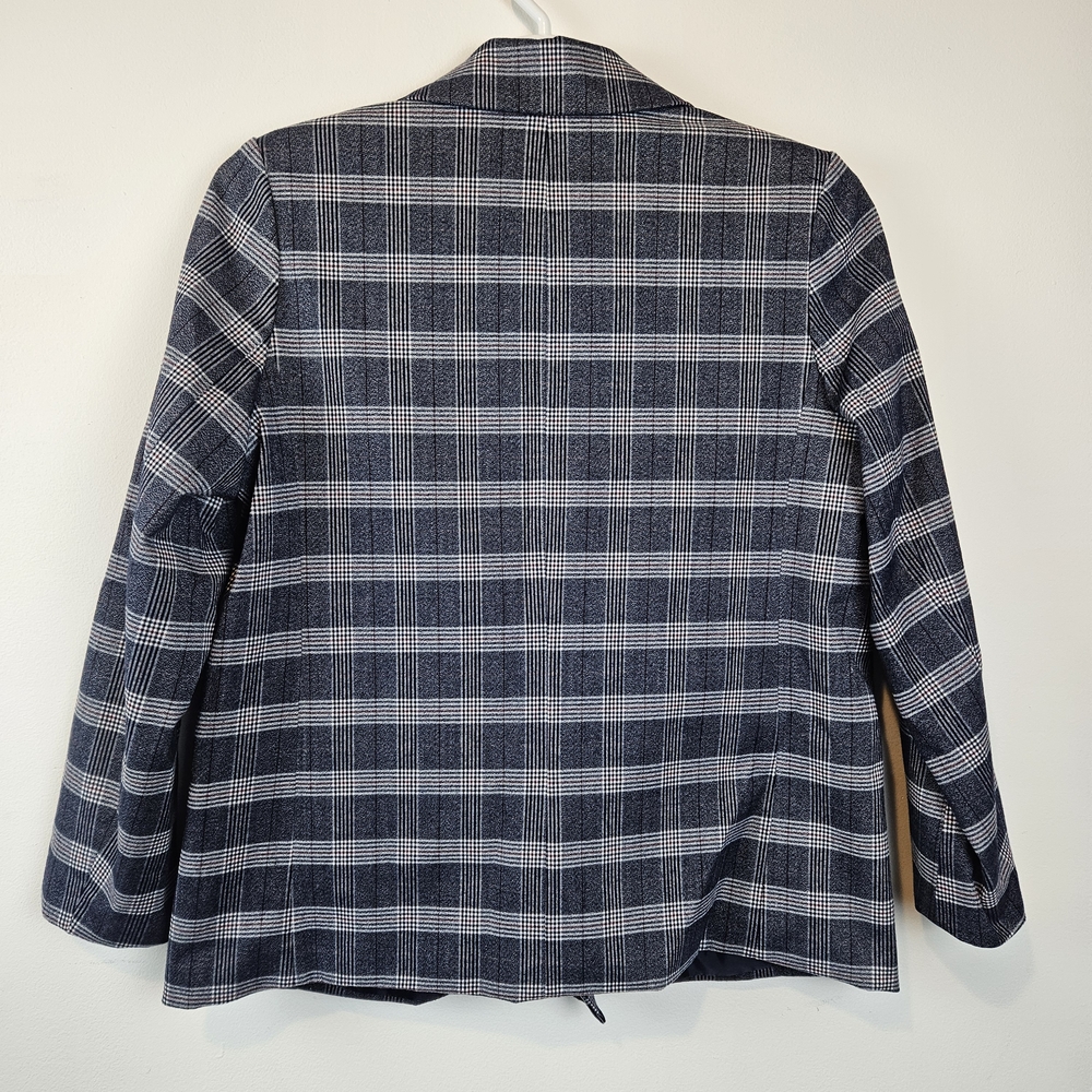 Banana Republic Women's Black, Maroon, White Plaid Blazer Size 16P - Picture 2 of 16